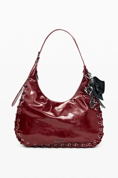 Desigual Large Faux Leather Bag In Red