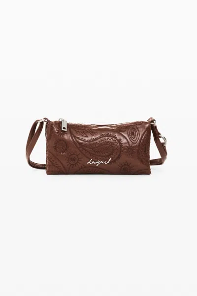 Desigual Large Faux Leather Wallet In Brown