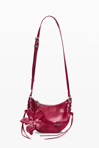 Desigual Large Flower Crossbody Wallet In Red