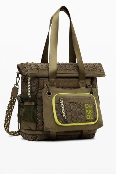Desigual Large Multiposition Voyager Backpack In Gold