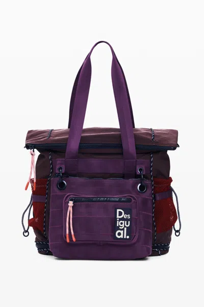Desigual Large Multiposition Voyager Backpack In Purple