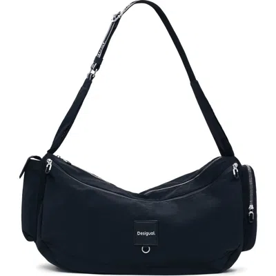 Desigual Large Nylon Duffle Bag In Blue
