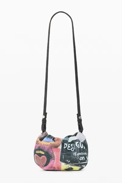 Desigual Large Printed Crossbody Wallet In Blue