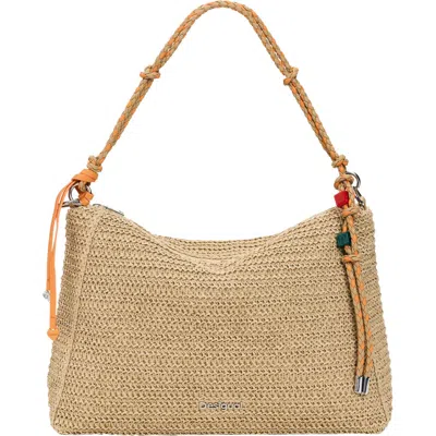 Desigual Large Raffia Shoulder Bag In Brown