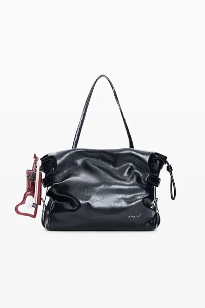 Desigual Large Shopping Bag In Black
