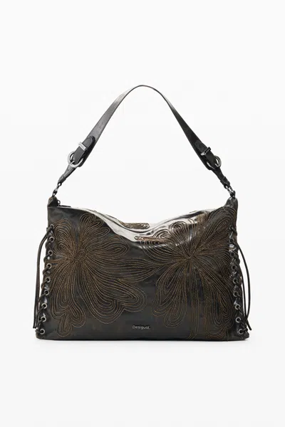 Desigual Large Shoulder Bag In Brown