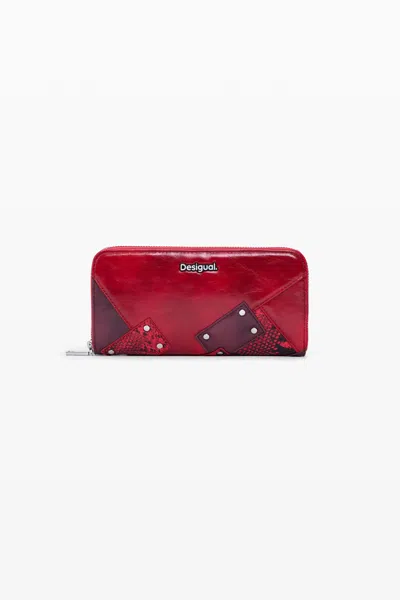 Desigual Large Snake Wallet In Red