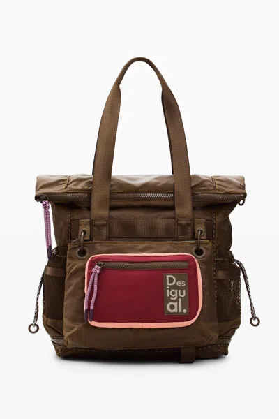 Desigual Large Voyager Multiposition Backpack In Brown