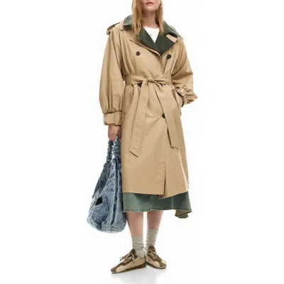 Desigual Layered Trench Coat In Multi