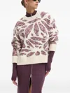 Desigual Leaf Print Sweater In Gold