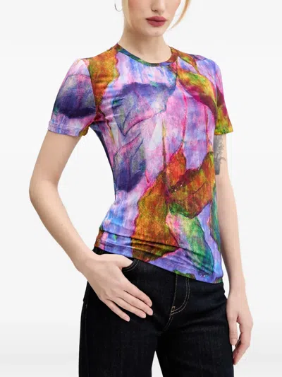 Desigual Leaf-print Short-sleeve T-shirt In Multi