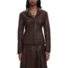Desigual Leather Coat In Brown