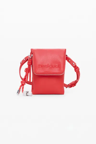 Desigual Leather-effect Mobile Phone Holder-wallet In Red