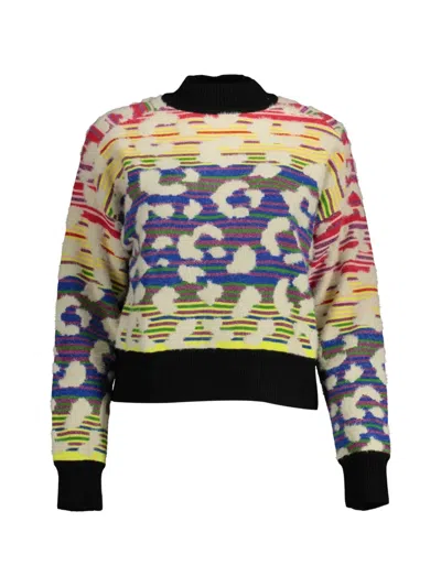 Desigual Leopard-print Striped Sweater In Blue