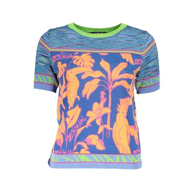 Desigual Light Blue Cotton T-shirt In Multi