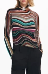 Desigual Long-sleeved T-shirt With Wavy Stripes. In Mix