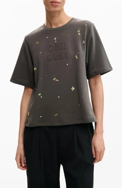 Desigual Logo Appliqué T-shirt In Black