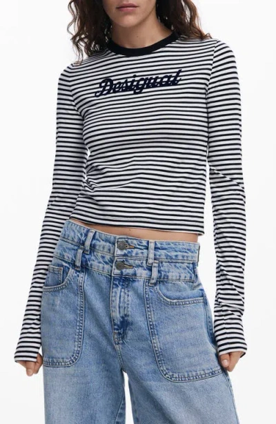 Desigual Logo Long Sleeve Cotton Graphic T-shirt