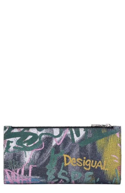 Desigual Logo Print Continental Wallet In Multi