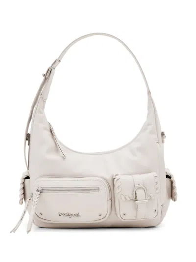 Desigual Logo-lettering Multi-pocket Tote Bag In Neutral