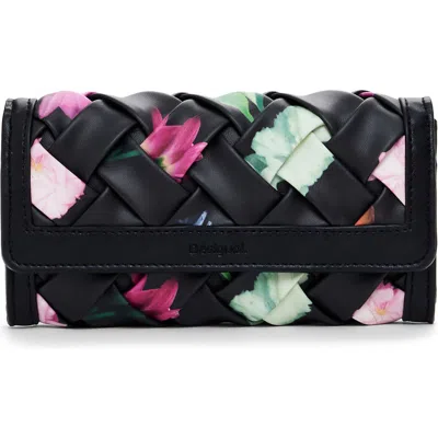 Desigual Long Braided Floral Wallet