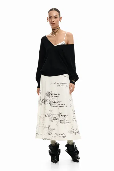 Desigual Long Combined Dress In White