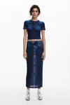 Desigual Long Denim Skirt In Blue