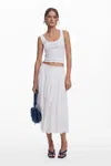 Desigual Embroidered Cotton Midi Skirt In White