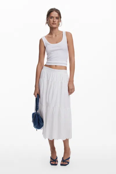 DESIGUAL LONG EMBROIDERED SKIRT