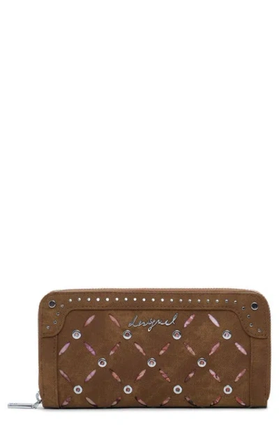 Desigual Long Faux Leather Wallet In Brown