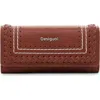 Desigual Long Faux Leather Wallet In Camel