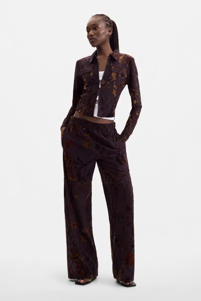 Desigual Long Flocked Trousers In Animal Print