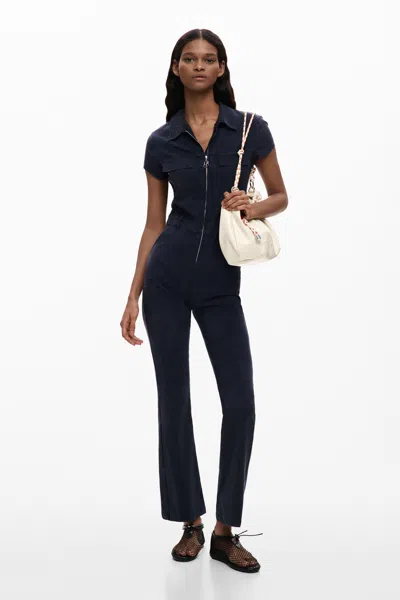 Desigual Long Jumpsuit Zipper In Blue