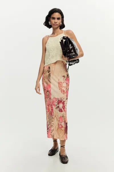 Desigual Long Knit Dress 2 In 1 In Transparent