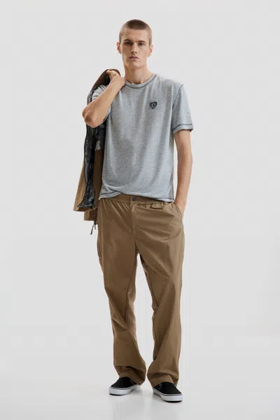 Desigual Long Mixed-fabric Trousers In Brown