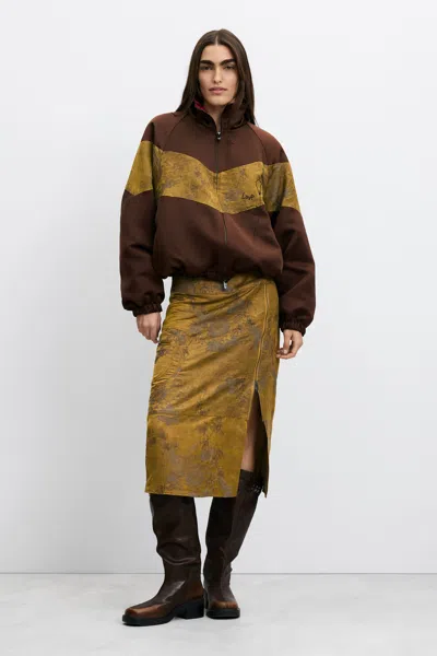 Desigual Long Printed Skirt In Green