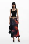 Desigual Long Skirt With Spots In Red
