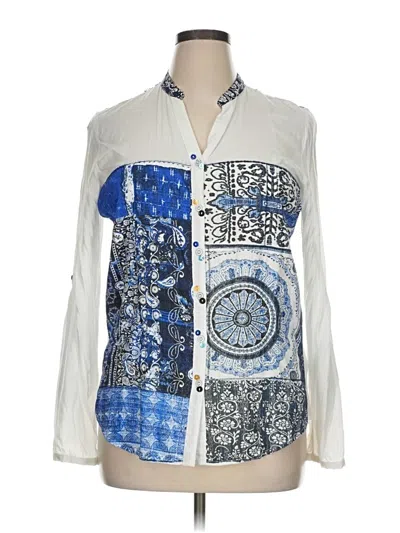 Pre-owned Desigual Long Sleeve Button Down Shirt In Blue