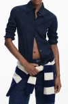 Desigual Long Sleeve Button-up Shirt In Black