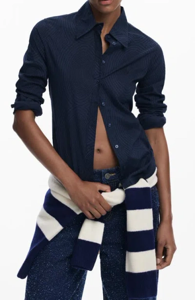 Desigual Long Sleeve Button-up Shirt In Black