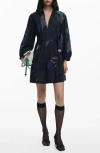 Desigual Long Sleeve Cotton Shirtdress In Black