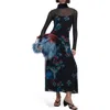 Desigual Long Sleeve Floral Print Dress In Black