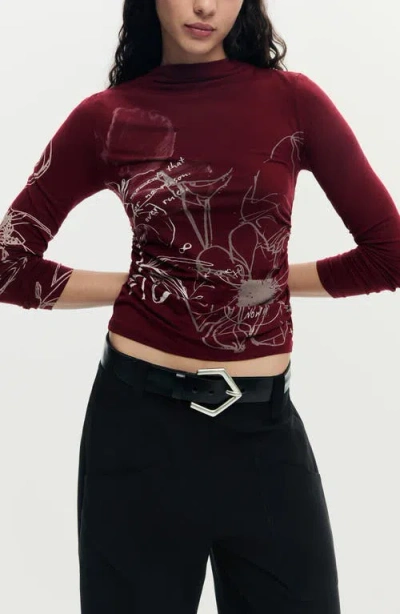 Desigual Long Sleeve Graphic T-shirt In Pink