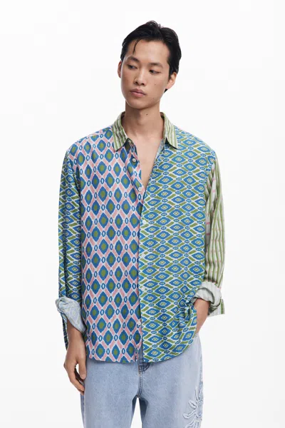 Desigual Long-sleeve Jacquard Shirt In Green