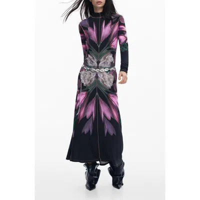 Desigual Long Sleeve Maxi Dress In Multi