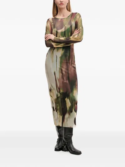 Desigual Long-sleeve Maxi Dress In Multi