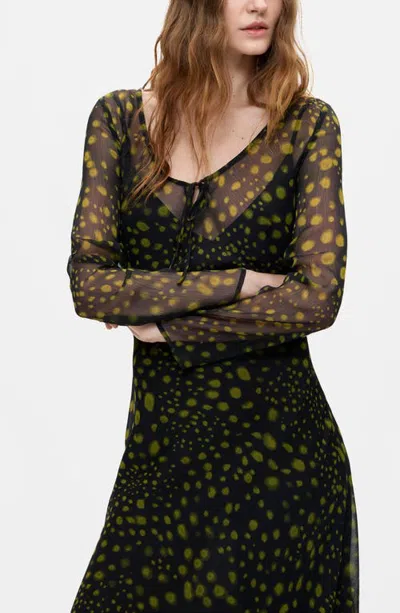 Desigual Long Sleeve Midi Dress In Neutral