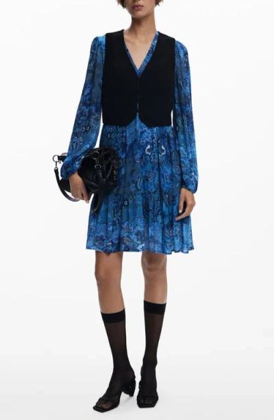 Desigual Long Sleeve Minidress In Black