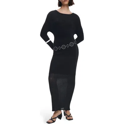 Desigual Long Sleeve Sweater Maxi Dress In Black
