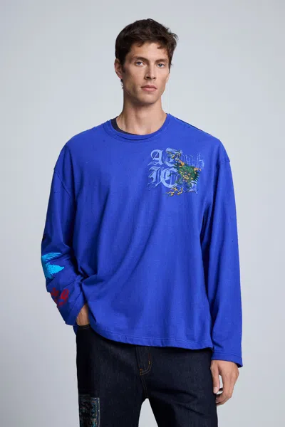Desigual Long Sleeve T-shirt In Blue